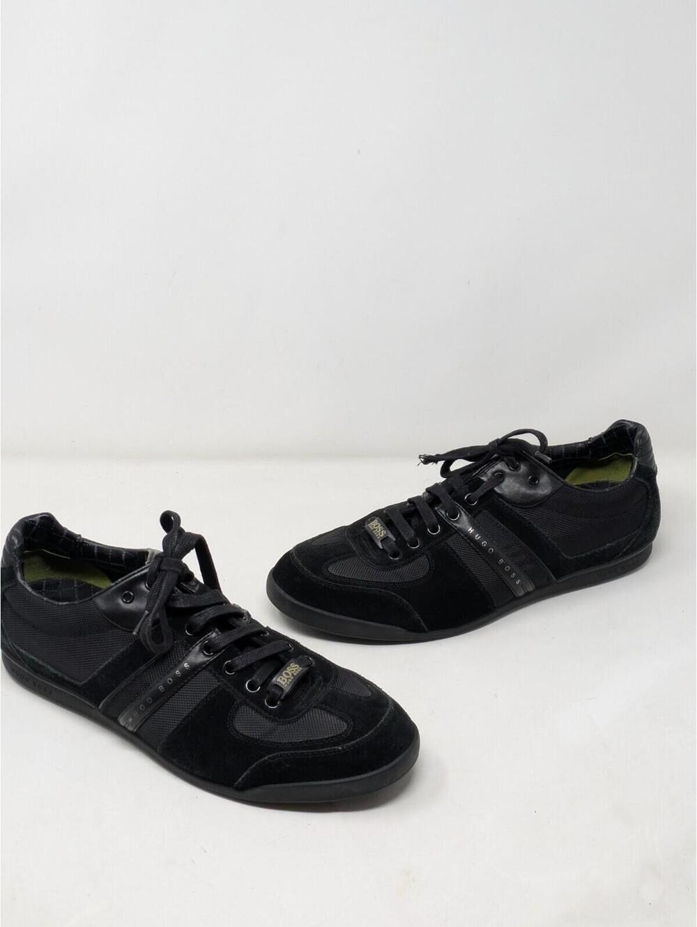 Hugo Boss Akeen Smart Trainers Black Suede Textile Men's Shoes 50247604-US 10